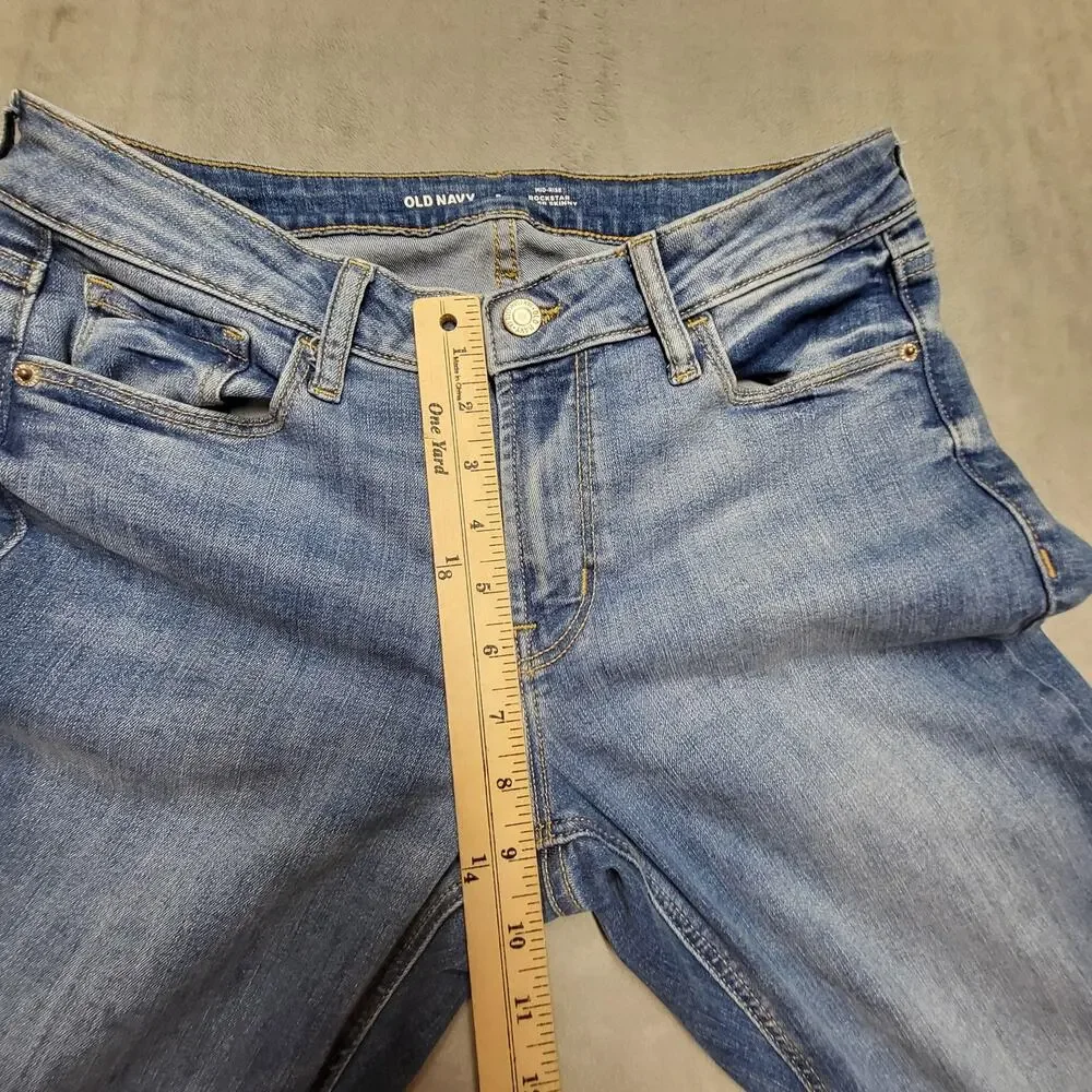Old Navy Jeans Womens 8 Blue Rockstar Super Skinny Mid-Rise Stretch